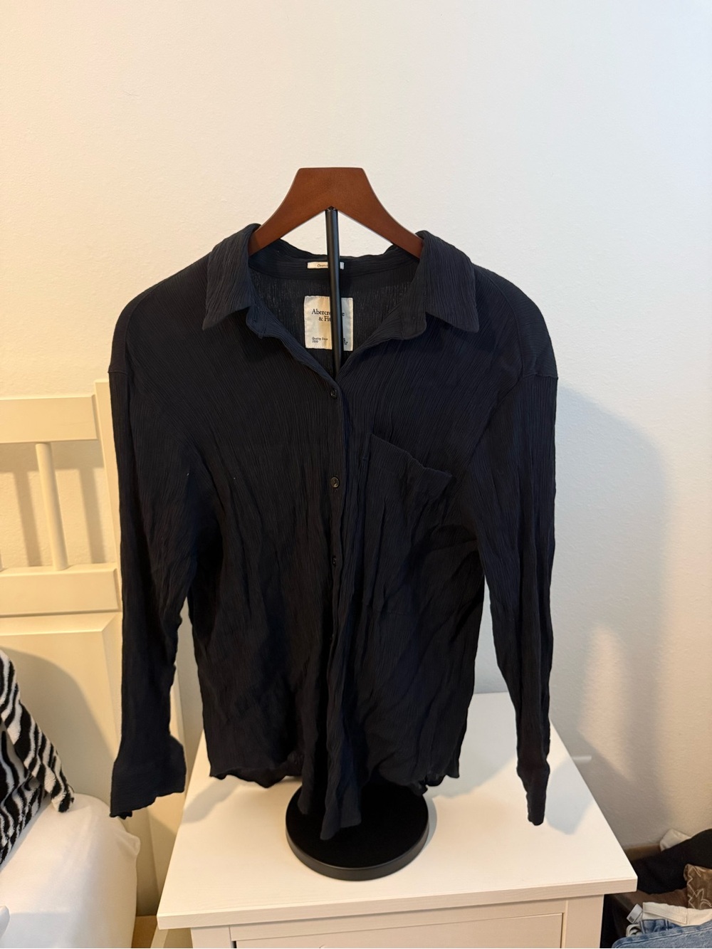 Abercrombie & Fitch Oversized Black Lightweight Button-Up Shirt